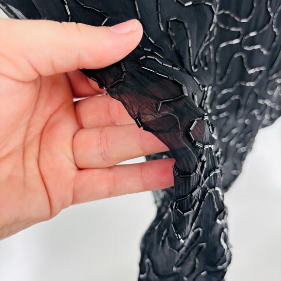 Vintage Stenay 100% Silk Dress Size 10 Womens Black Embroidered Sequin 1980's - Picture 10 of 11